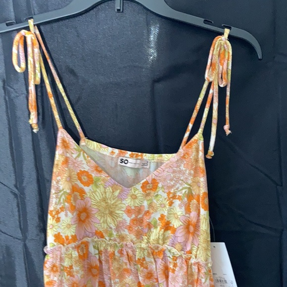 3/$24 SO top floral print lightweight tank spaghetti strap tie detail boho S jr - Picture 5 of 17